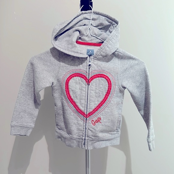 Gap grey heart zipped hoodie (3T) - Picture 1 of 4